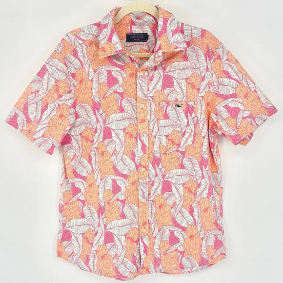 Vineyard Vines Stretch Cotton Short-Sleeve Banana Tropical Shirt Size M - Picture 1 of 5